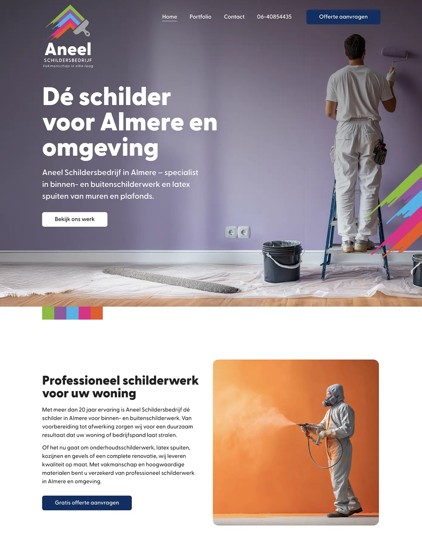 Websiteontwerp voor Aneel Schildersbedrijf in Almere