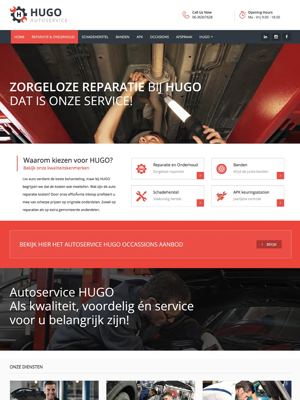 Websiteontwerp voor Autoservice HUGO