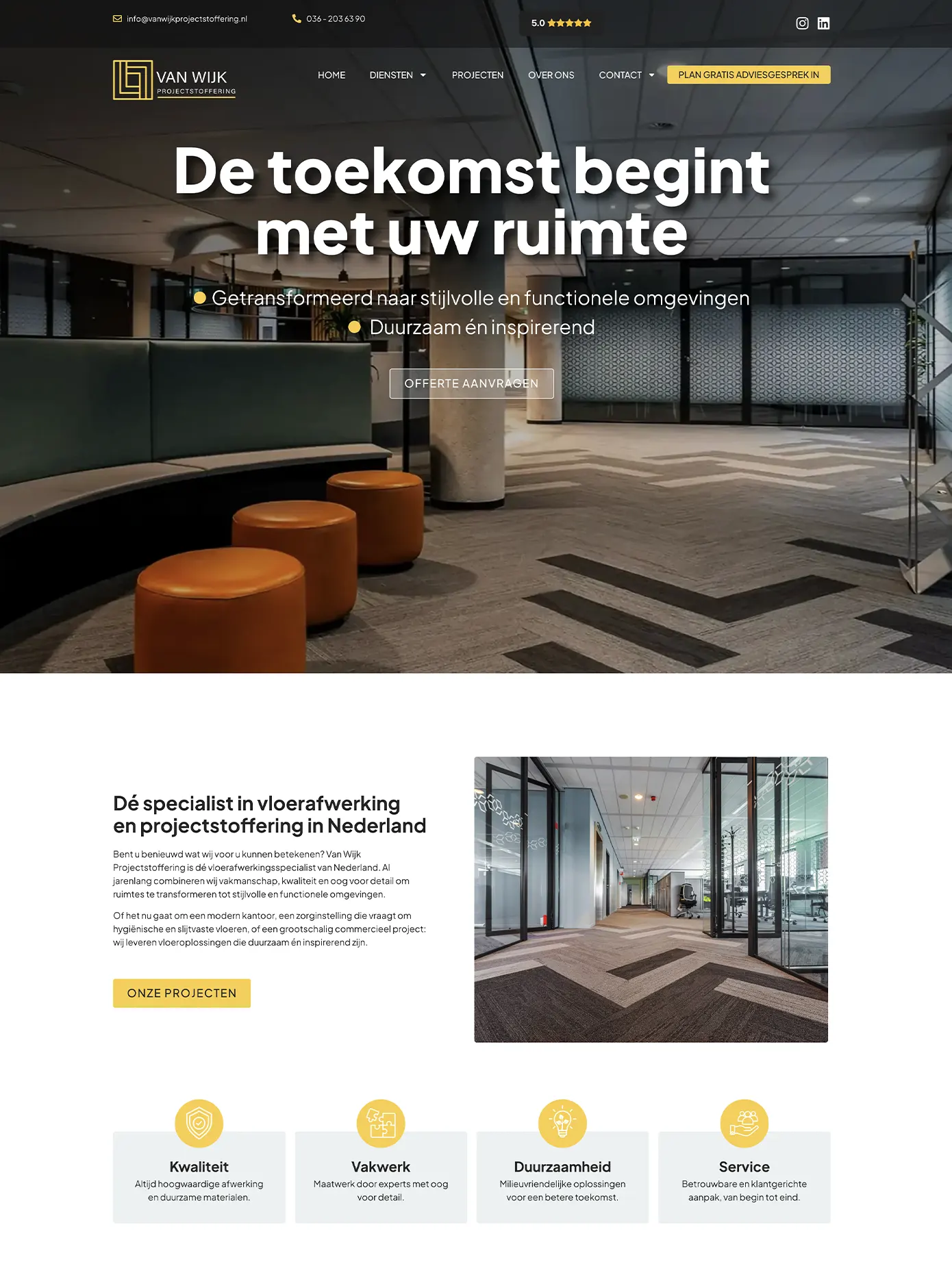 Websiteontwerp voor Van Wijk Projectstoffering
