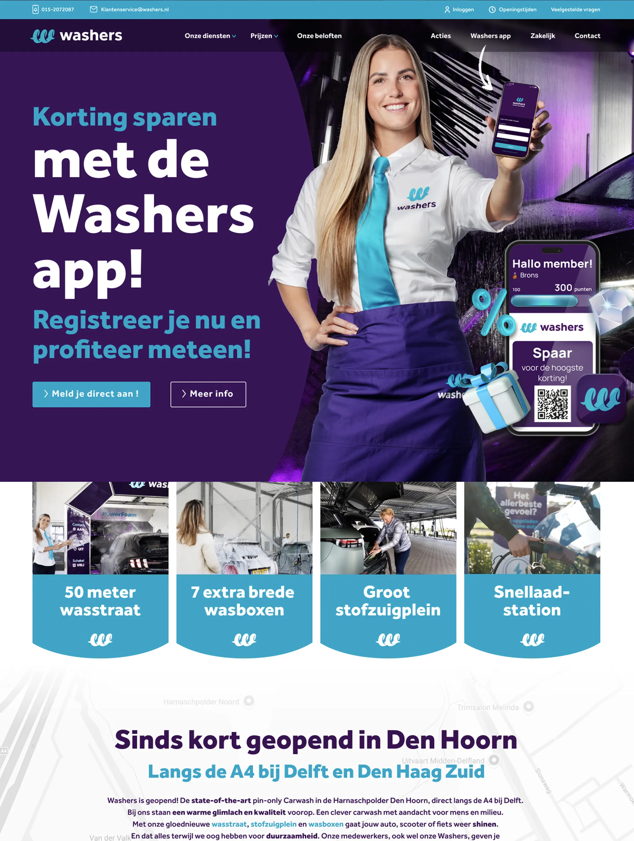 Websiteontwerp voor Washers, een wasstraat in Den Hoorn